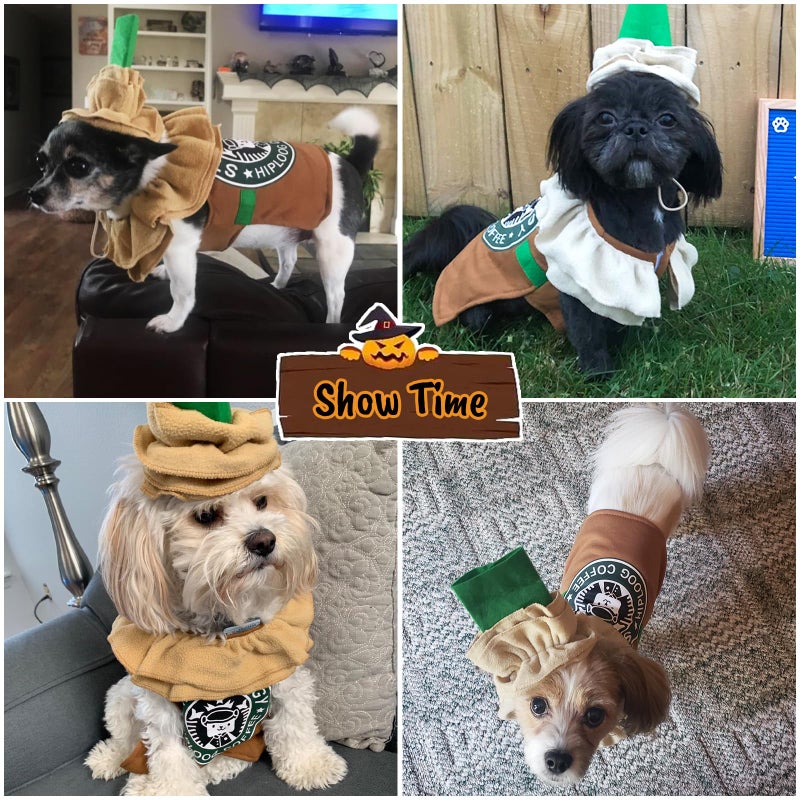 Coppthinktu Latte Coffee Dog Costume - Dog Halloween Costume Pet Cosplay Clothes for Small Medium Dogs Puppies Cats for Christmas Birthday Party Photo Props Dress up Accessories Parade Halloween Decorations - Image 4